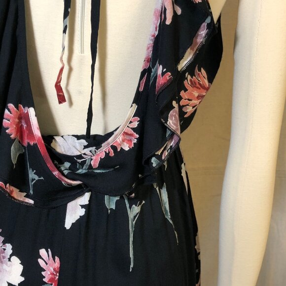 Band of Gypsies Black Floral Palazzo Romper / Jumpsuit S - Picture 12 of 13